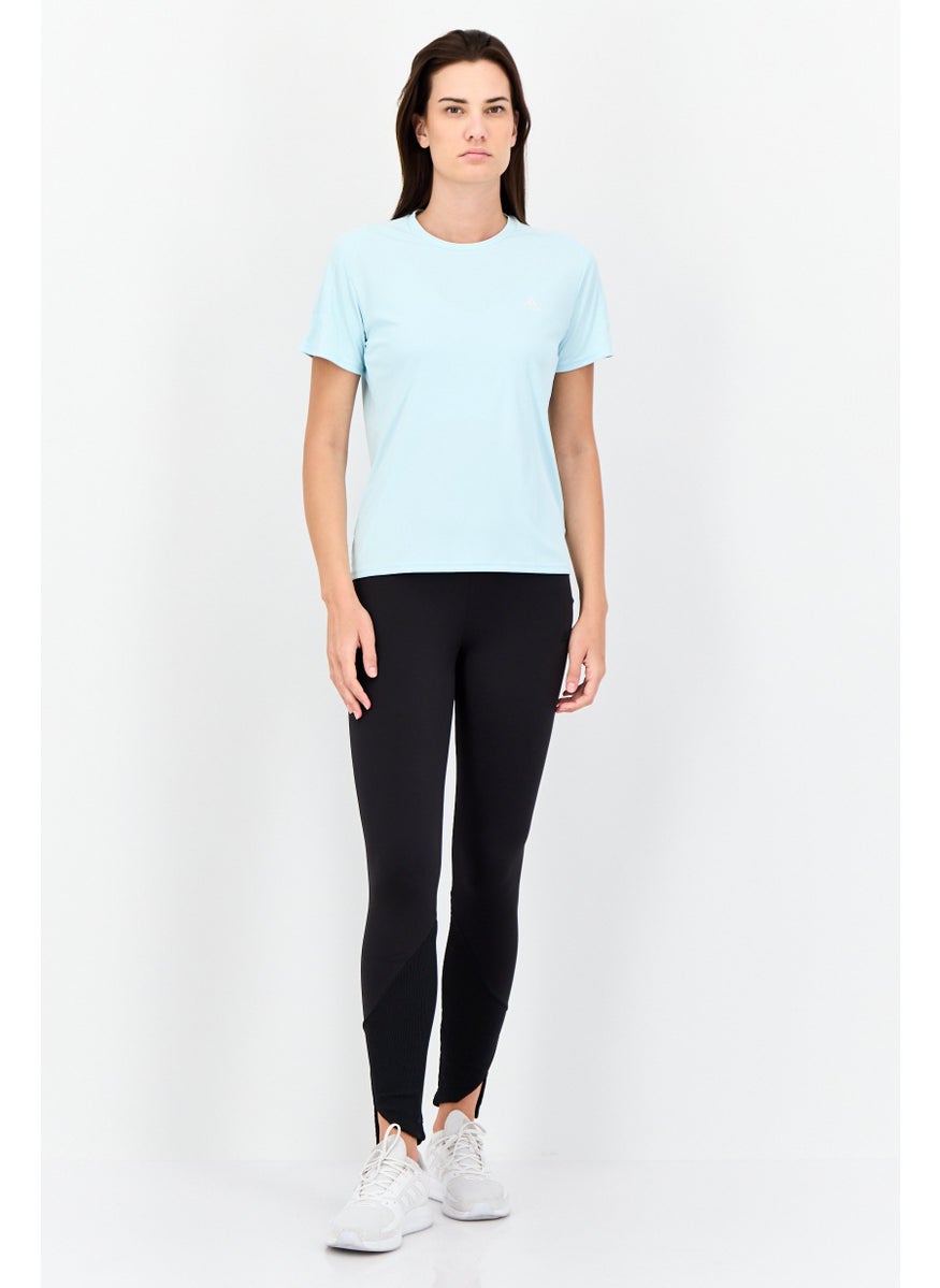 Women Sportswear Fit Short Sleeves Running T-Shirt, Light Blue