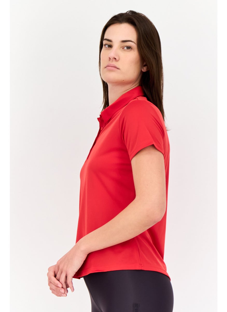 Women Sportswear Fit Short Sleeves Training Polo Shirt, Red
