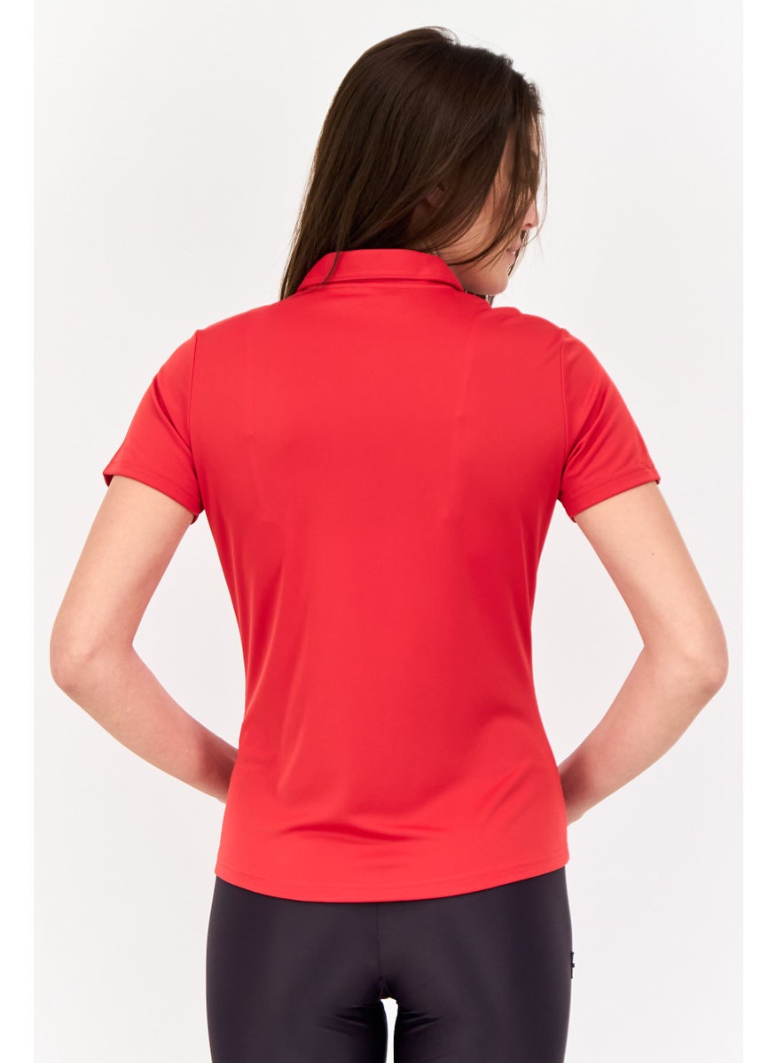 Women Sportswear Fit Short Sleeves Training Polo Shirt, Red