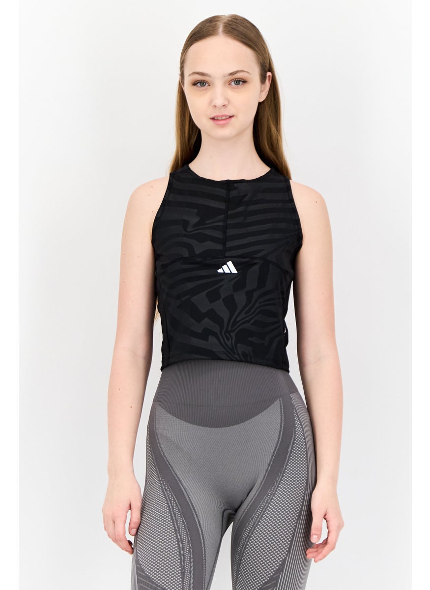 Women Sportswear Fit Sleeveless Training Crop Tank Top, Black
