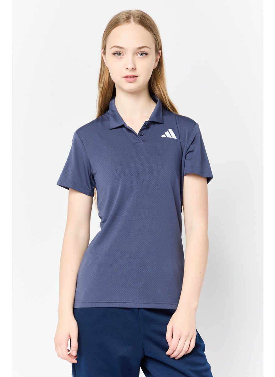 Women Sportswear Fit Short Sleeve Training Polo Shirt, Shadow Navy