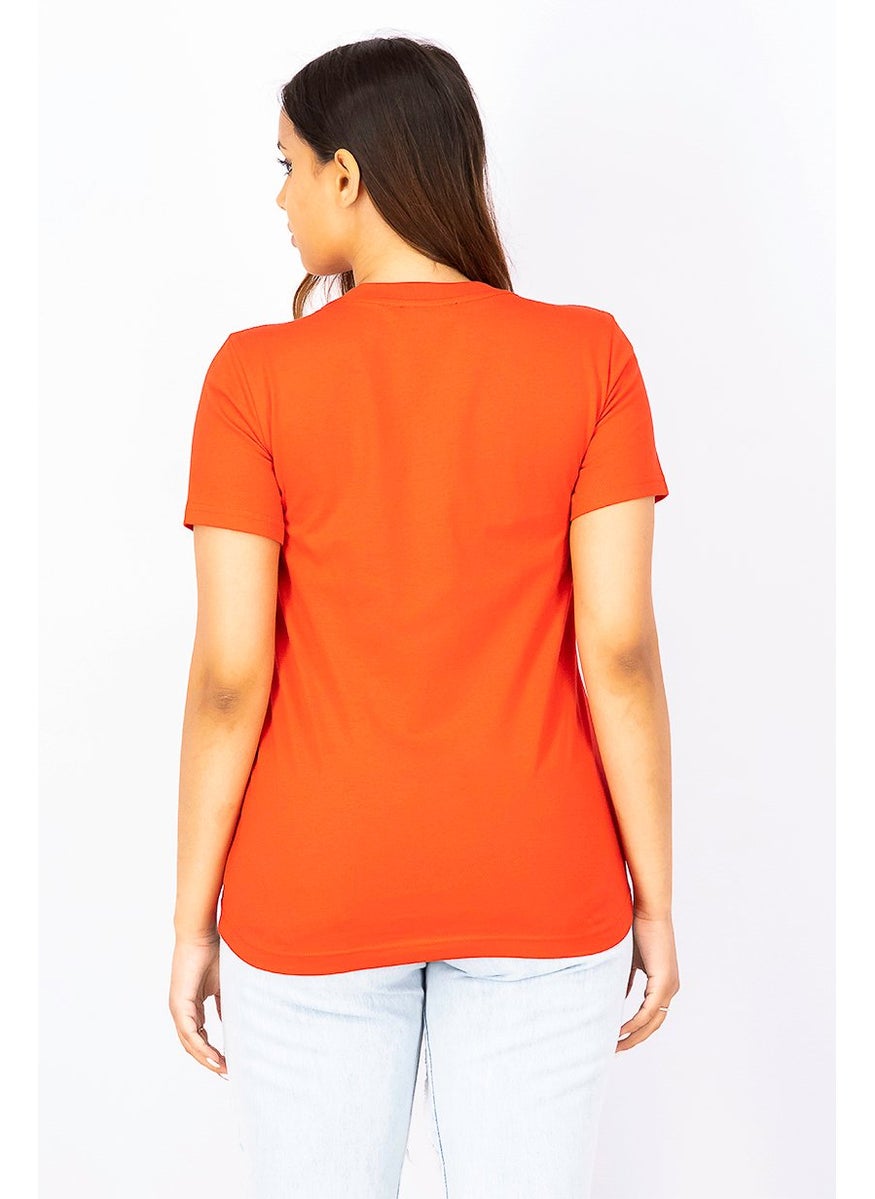 Women Crew Neck Short Sleeve Graphic Print T-shirt, Red