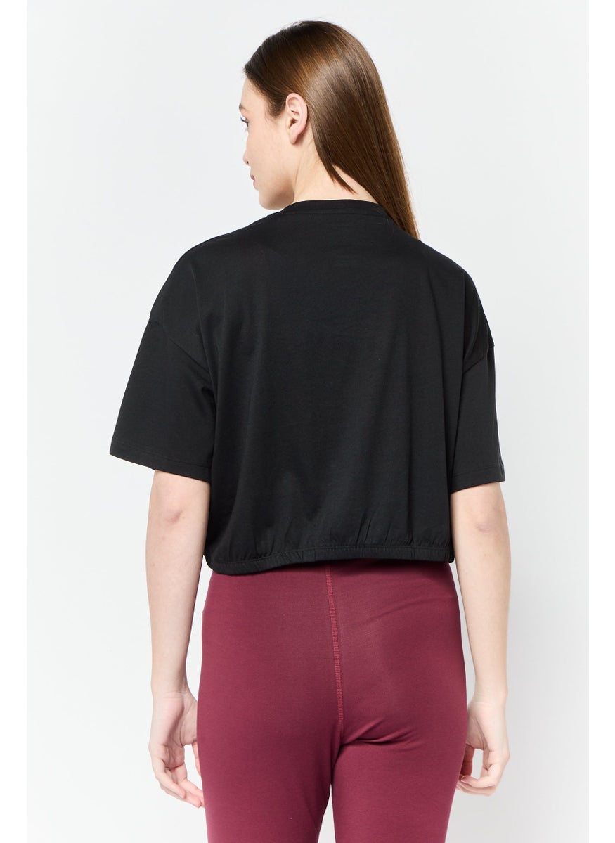 Women Sportswear Fit Short Sleeve Boxy T-Shirt, Black