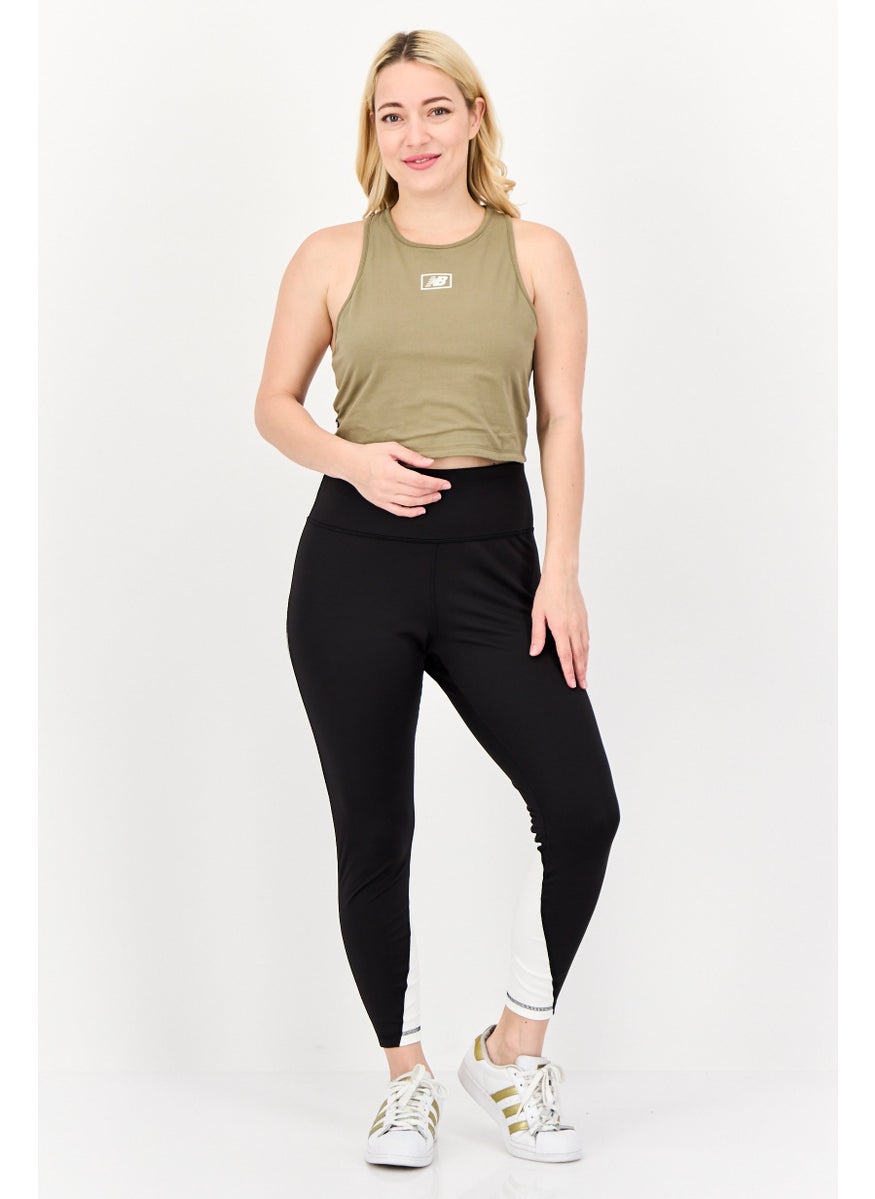Women Sportswear Fit Sleeveless Running Crop Top, Olive