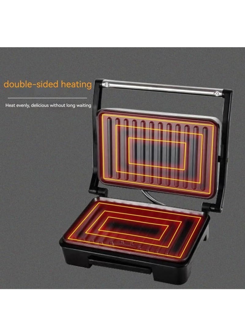 MUGATH Indoor Grill Panini Press Sandwich Maker with Indicator Lights 850 Watt Electric Panini Press Sandwich Press NonStick Coated Plates Cool Touch Handle