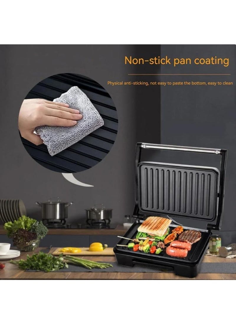MUGATH Indoor Grill Panini Press Sandwich Maker with Indicator Lights 850 Watt Electric Panini Press Sandwich Press NonStick Coated Plates Cool Touch Handle