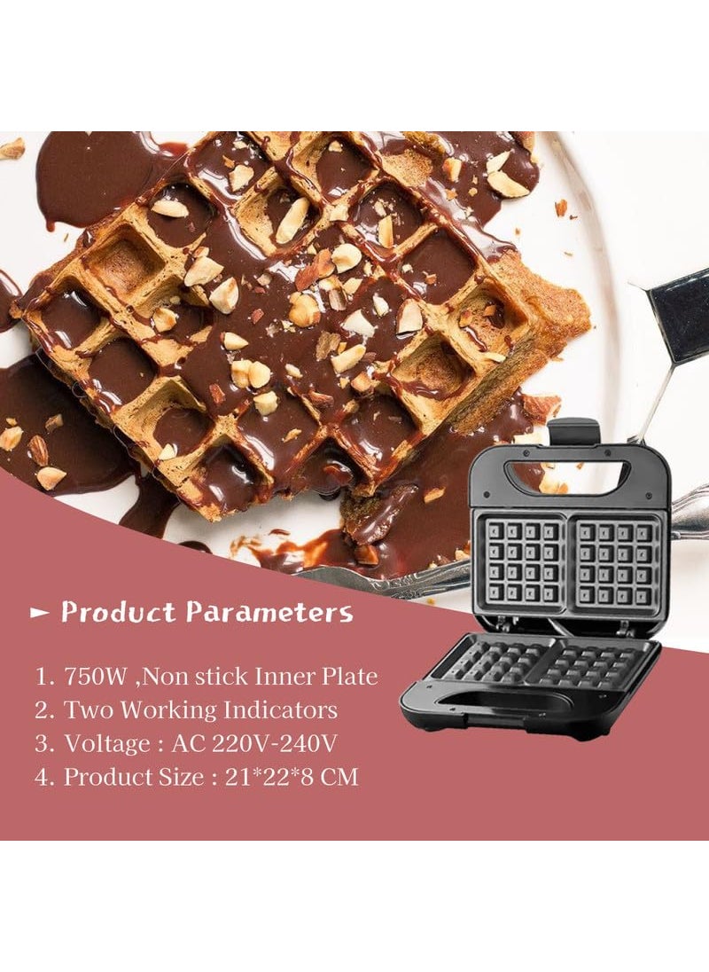 Mugath Waffle Iron Press MachineElectric Waffle Iron with NonStick Dual Side Plate Pancake Maker Automatic Temperature Control PowerTemperature Indicator Lights
