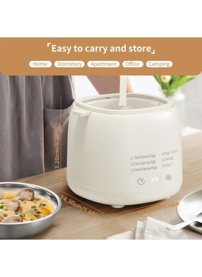 Rapid Egg Cooker, 6 in 1 Timable Egg Cooker for Hard Boiled Eggs, Soft Boiled, Egg Custard, Yogurt, Electric Egg Boiler with Auto Shut Off and Beep Alarm, Smart Egg Maker for Home, Kitchen