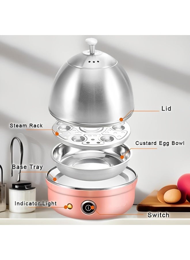 Electric Egg Cooker,304 Stainless Steel Rapid Egg Boiler with Auto Shut Off,7 Egg Capacity Multifunctional Electric Egg Cooker for Hard Boiled,Steamed Eggs,Vegetables and Dumplings