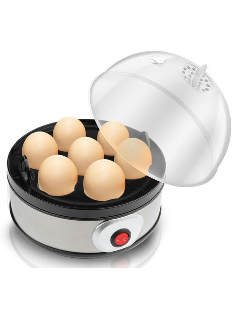 Rapid Egg Boiler Electric 350W, 7-Egg Capacity Soft, Medium, Hard-Boiled Egg Cooker with Auto Shut-Off Features Stainless Steel Shell, Transparent Lid, Measuring Cup,BPA Free