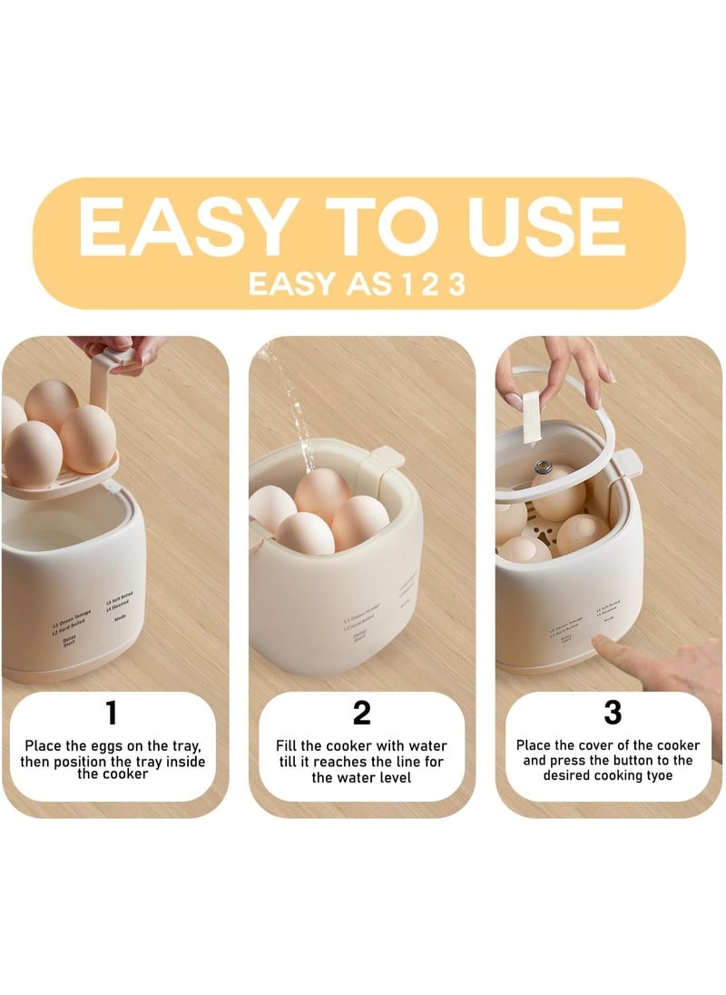 Egg Maker - Electric Egg Cooker With Auto Shut Off And Alarm- Egg Maker Machine for Hard Boiled, Soft Boiled, Steamed Egg, Onsen Tamago - Smart Egg Cooker for Home,Kitchen, RV,Camping