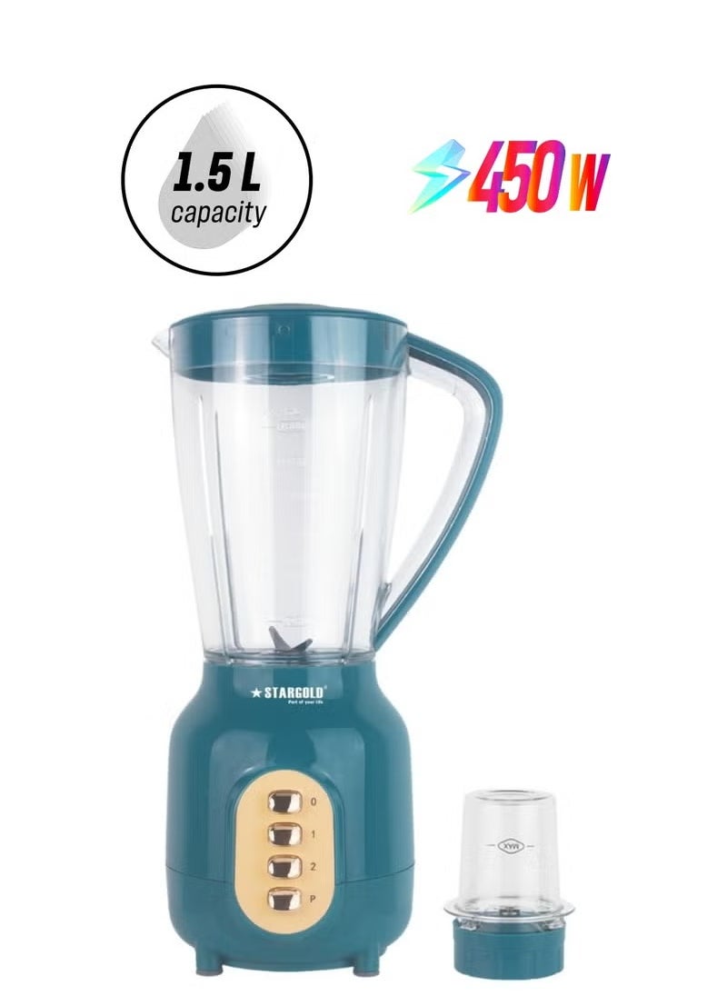 2 in 1 Blender and Grinder 1.5L Unbreakable PC Jar 450W Powerful Copper Motor