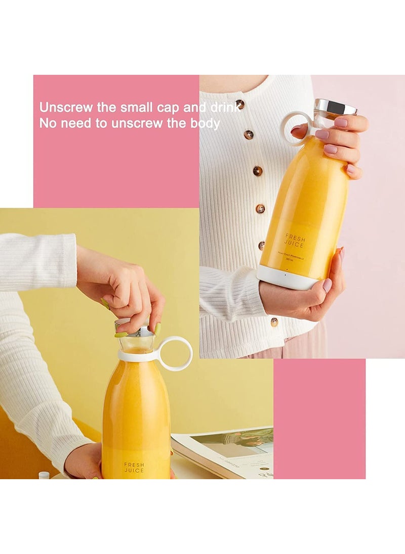 K D Electric Portable Mini Juicer Bottle Wireless Personal Size Juicer Blender for Smoothies and Shakes with 4 Blades USB Rechargeable Juicer Cups For Home Baby Food Travel Gym and Office