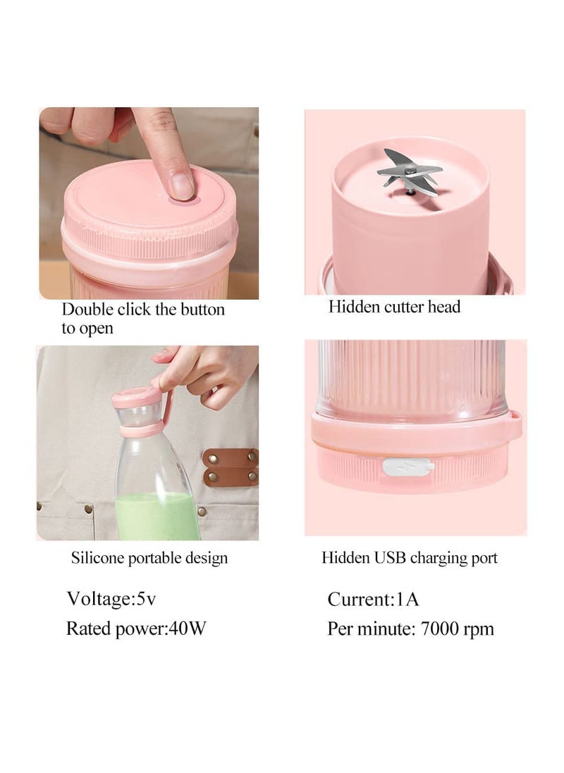 K D Electric Portable Mini Juicer Bottle Wireless Personal Size Juicer Blender for Smoothies and Shakes with 4 Blades USB Rechargeable Juicer Cups For Home Baby Food Travel Gym and Office