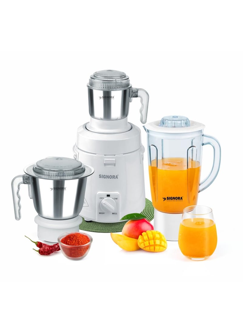 Signora Powermatic 945 Watts 3 In 1 Mixer Grinder German Double Ball Bearing Motor 22000 Rpm for Wet Dry Grinding 5 Years Motor Warranty Unbreakable Polycarbonate 3 Jars 05L1L175L