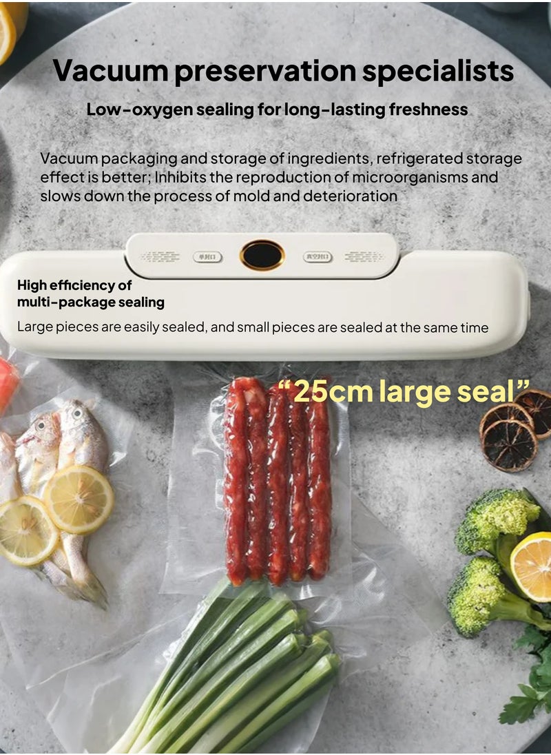 Portable Automatic Vacuum Sealer Machine - Ultra-Strong Suction, 300mm Seal, External Vacuum Function, Compact & Stylish for Home & Commercial Use