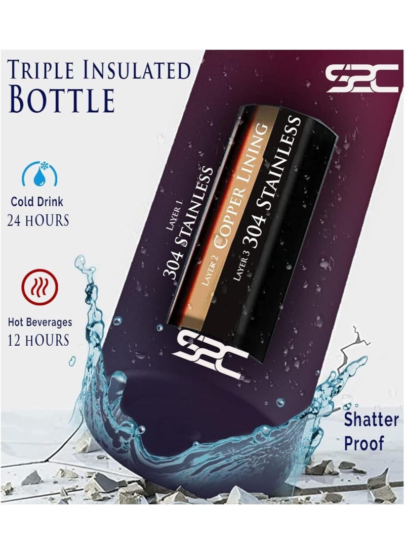 40Oz Insulated Water Bottle Double Wall 18/8 Stainless Steel Water Bottle With Straw Water Bottle For Sports Water Bottle Thermos Flask Hot Water Bottles For Gym Bottle (Dark Rainbow)