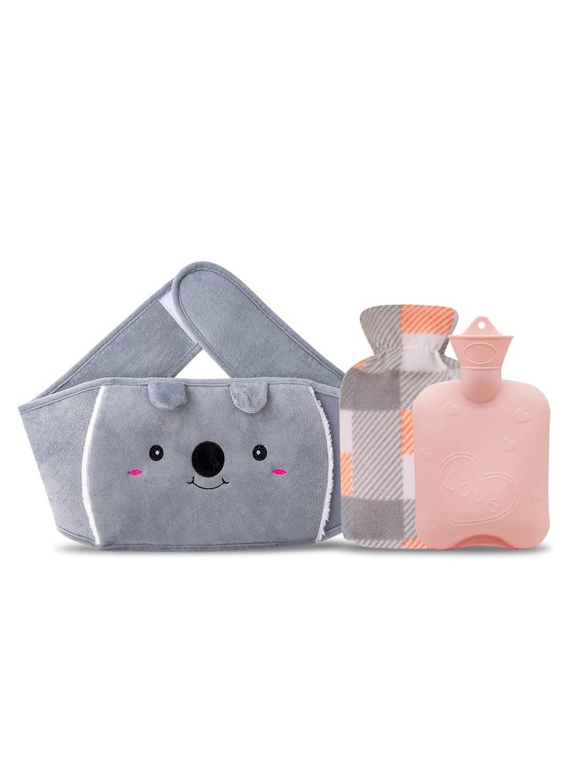 Hot Water Bottle with Waist Cover, Rubber Warm Water Bag with Soft Waist Cover, Hot Water Bottle Belt for Neck, Shoulder, Legs, Back, Waist Warm and Menstrual Cramps