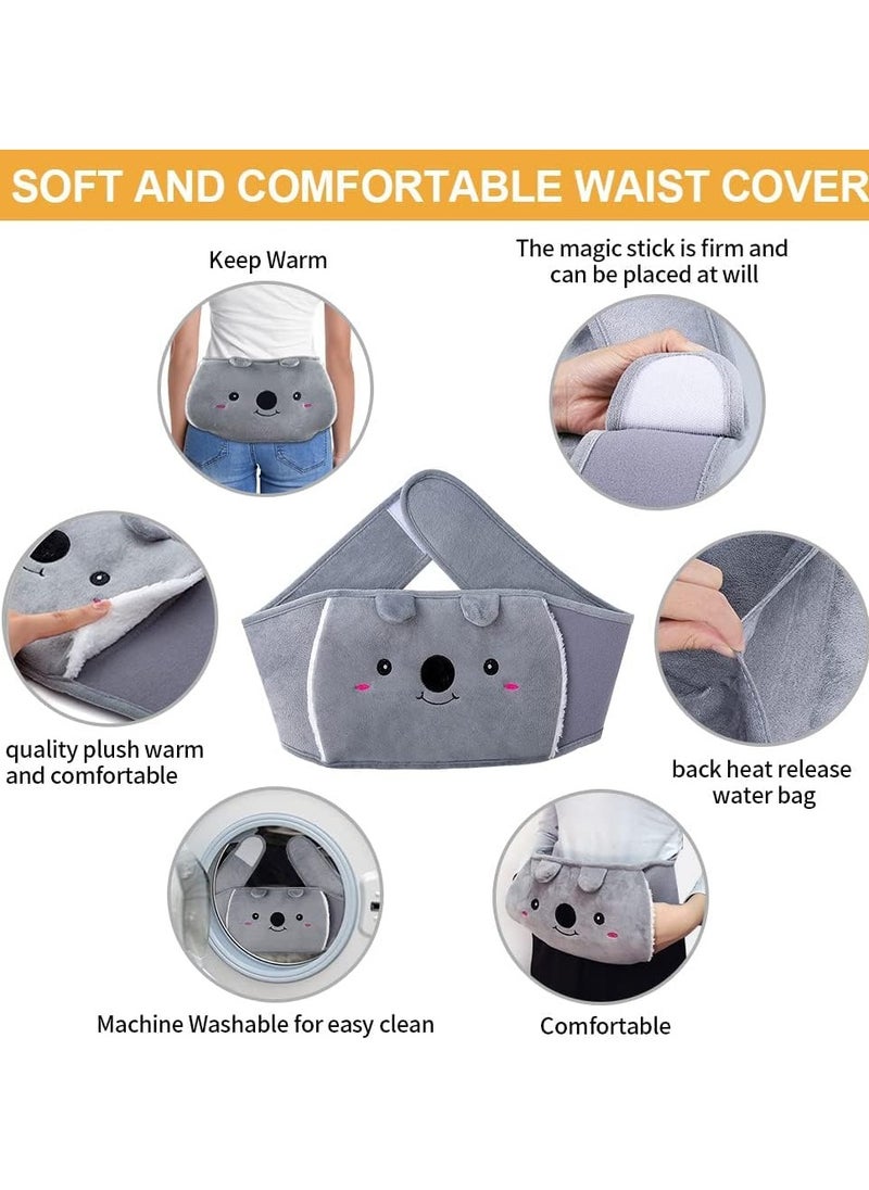 Hot Water Bottle with Waist Cover, Rubber Warm Water Bag with Soft Waist Cover, Hot Water Bottle Belt for Neck, Shoulder, Legs, Back, Waist Warm and Menstrual Cramps