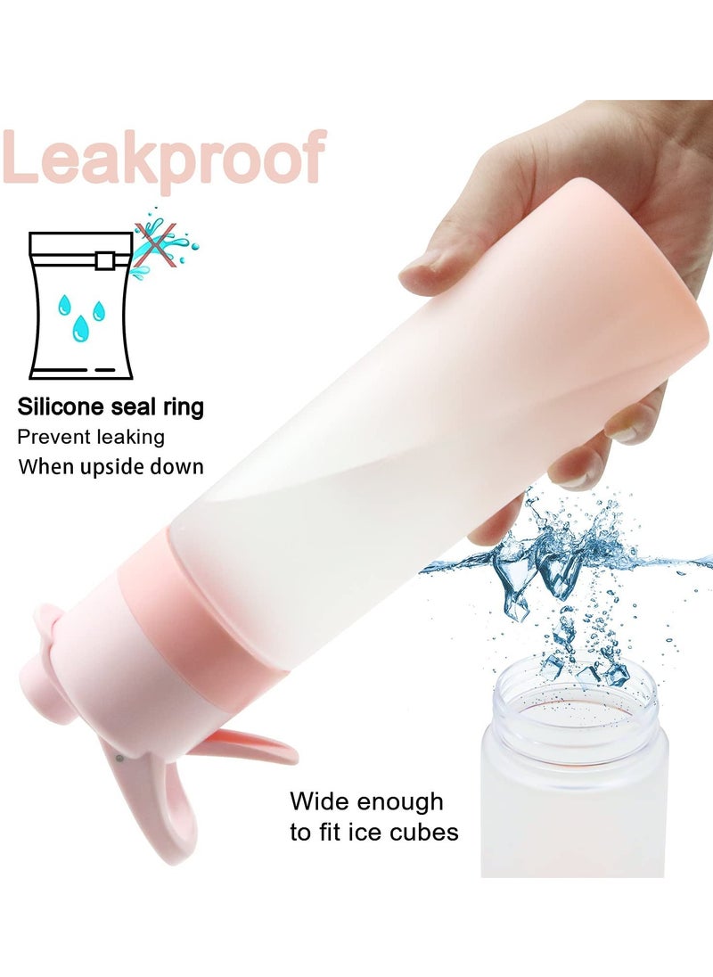 22oz/ 650ml Sports Water Bottle Reusable Fitness Water Jug Multifunctional Spray Water Cup with Mist Hydration