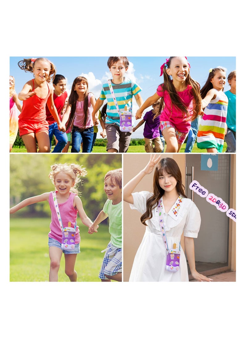 Adorable 3D Ice Cream Popsicle Cups & Juice Drinking Bottles with BPA-Free Straws, Adjustable Shoulder Strap for Kids & Adults, Suitable for Sports & Outdoor Activities