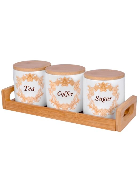 Deco Pride White Ceramic Tea Coffee and Sugar Set with Set of 1 100 Bone Ash Free