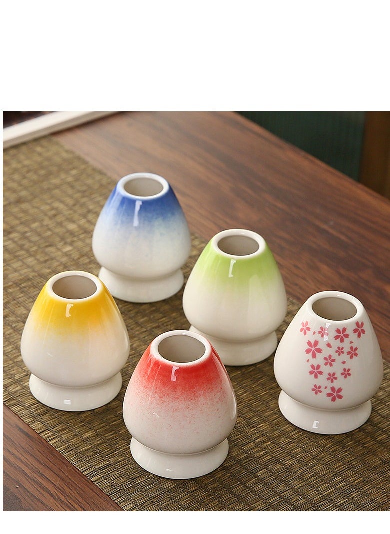 Sakura pattern ceramic matcha tea cup, coffee cup, water cup, tea cup in 5 different colors (5 pieces)