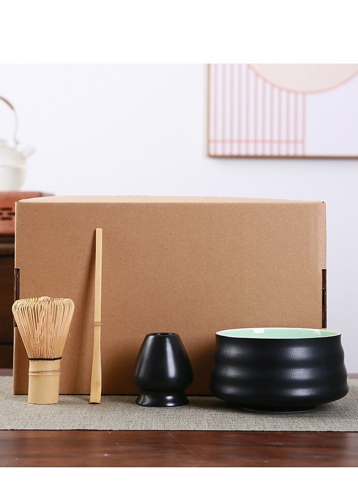 Complete Matcha Whisk Set - 4-Piece Matcha Kit with Ceramic Bowl, Matcha Whisk, Bamboo Scoop, and Whisk Stand - High-Quality Matcha Tea Set for Smooth and Authentic Matcha Preparation.
