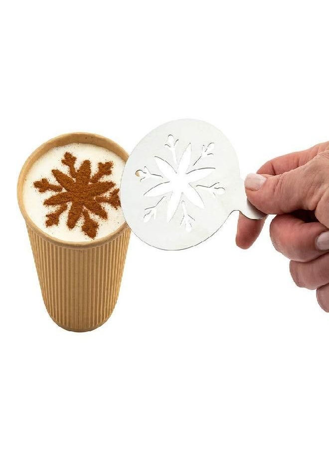 Restaurantware Restpresso 4.35 Inch Latte Stencil, 1 Snowflake Coffee Stencil - Winter Coffee Art Template, Decorate Cupcakes, Cakes, or Cookies, Stainless Steel Cappuccino Stencil, Heat-Resistant