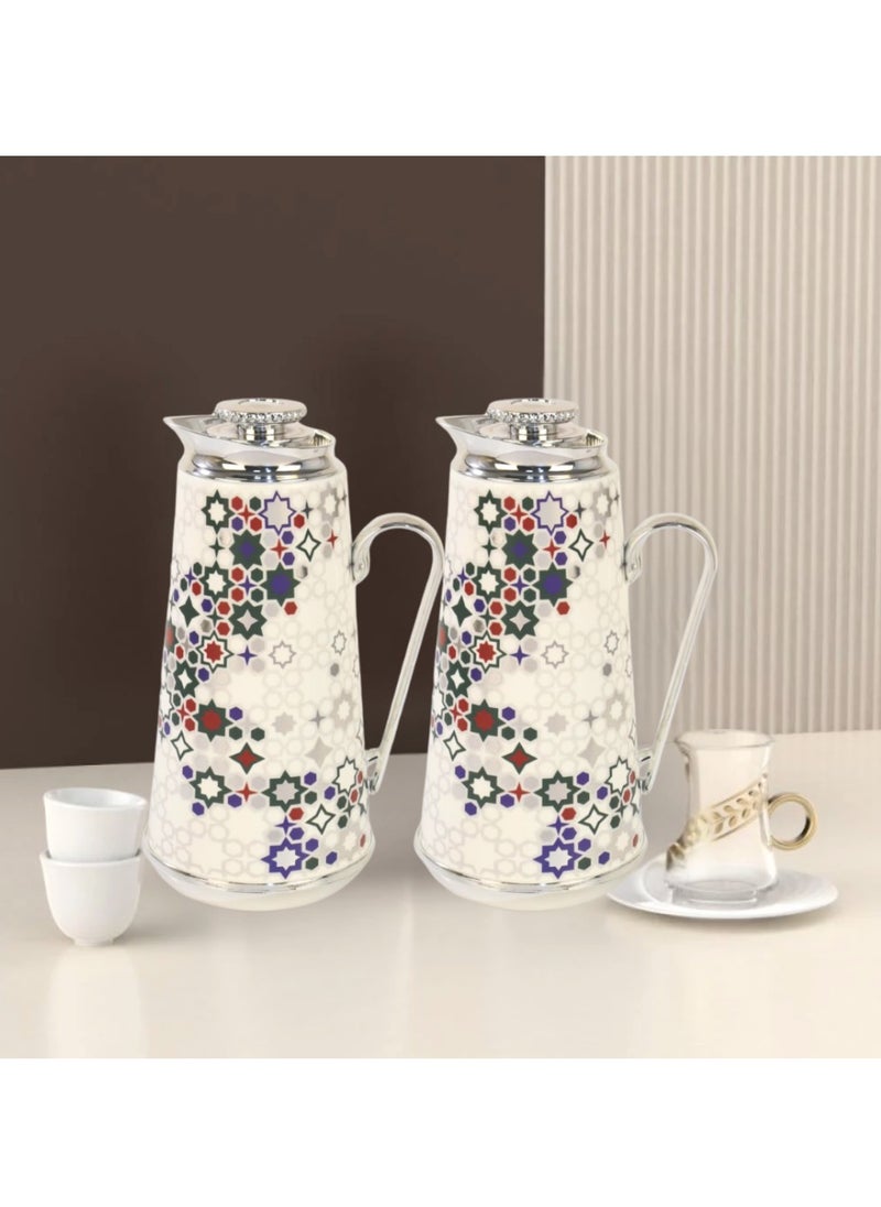 Luxury ceramic tea and coffee thermos, 2 pieces, 1+1 liter capacity