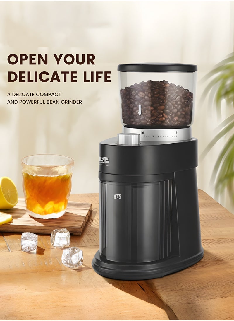 Adjustable Coffee Grinder Electric, V60 Coffee Tools, Super Silent Electric Coffee Bean Grinder Adjustment and Multi-Functional Stainless Steel for Spices, Herbs, and Nuts Grinding
