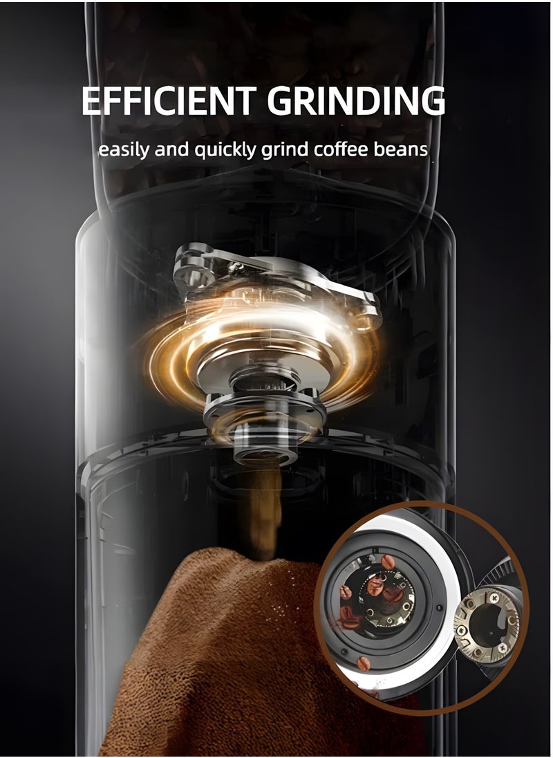 Adjustable Coffee Grinder Electric, V60 Coffee Tools, Super Silent Electric Coffee Bean Grinder Adjustment and Multi-Functional Stainless Steel for Spices, Herbs, and Nuts Grinding