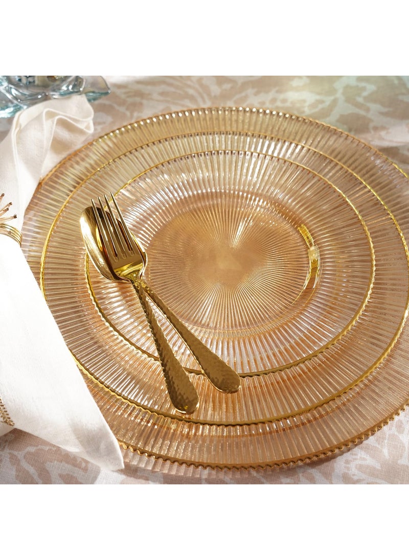 Pure Home Living Set of 2 Gold Radial Glass Dessert Plates