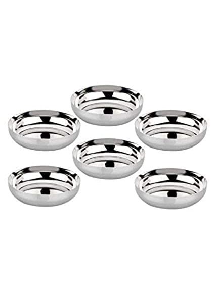 BHATI Stainless Steel Halwa PlateDessert BowlsDish Small Plates Plate Size 5 inch Pack of 6