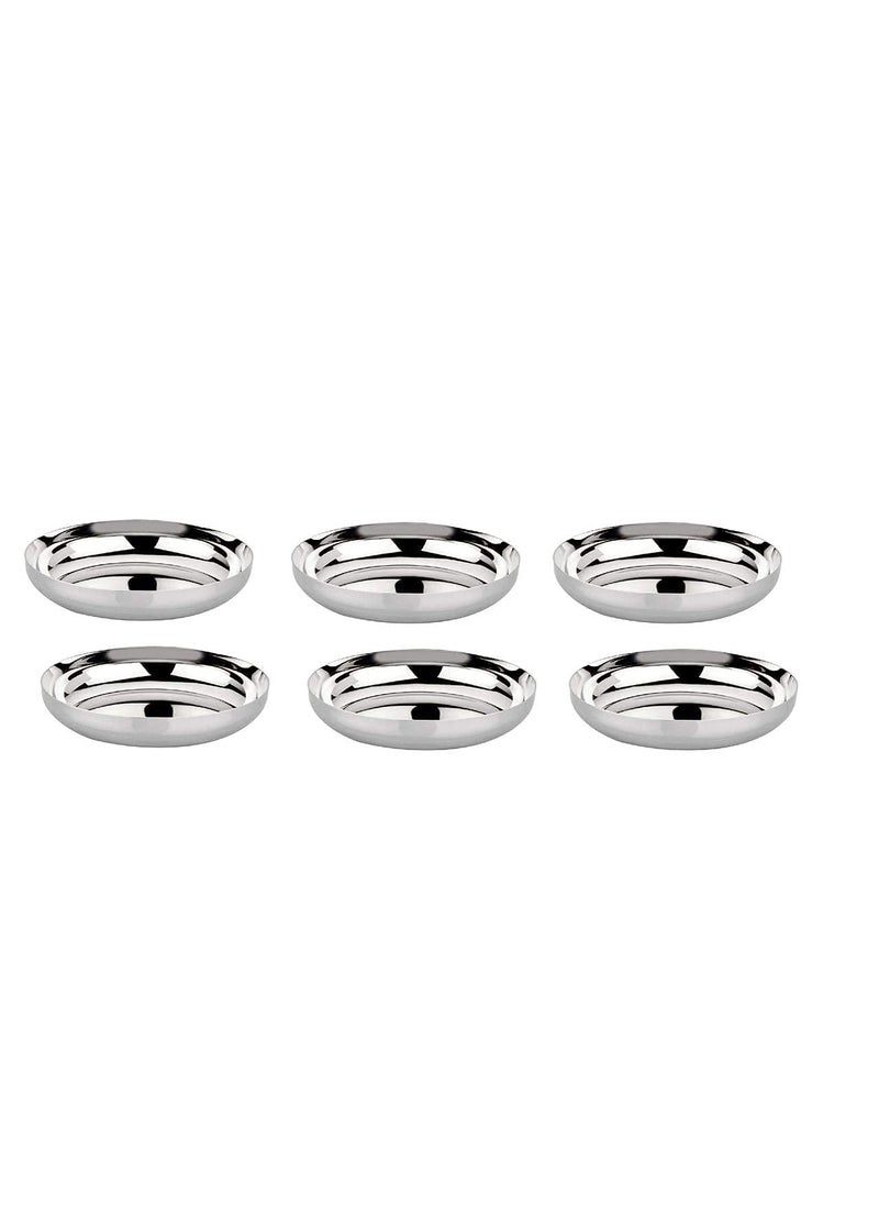 BHATI Stainless Steel Halwa PlateDessert BowlsDish Small Plates Plate Size 5 inch Pack of 6