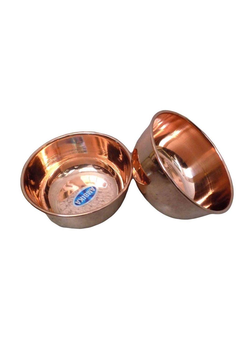 Indian Pure Copper Dish Serving Bowl Dessert Katori Round Serveware 4 Bowl
