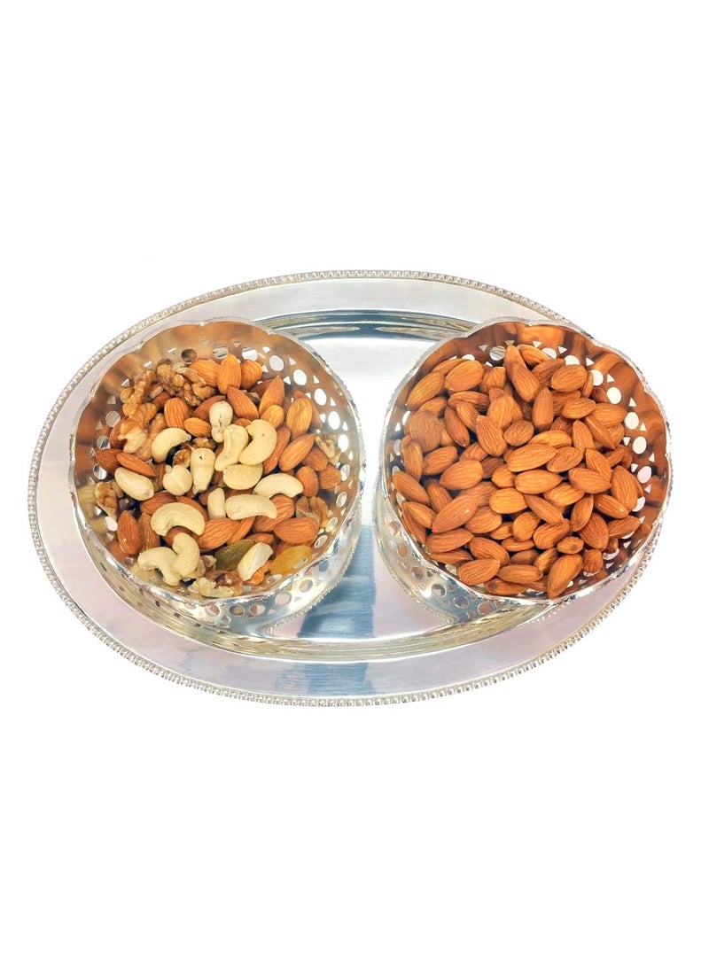 Festivals Gifts Silver Plated Tray with Bowl Silver Plated Tray with Bowl Brass