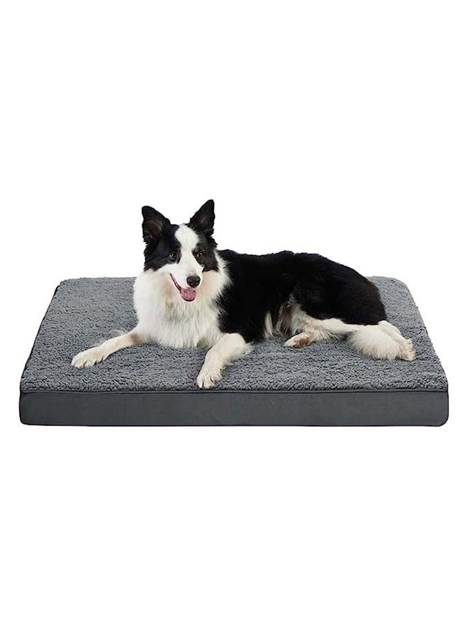 Dog Bed for Large Dogs - Big Orthopedic Crate Bed Plush Dog Bed with Egg Crate Foam Pet Bed Mat, Removable Washable Cover, Suitable for Dogs Up to (Gray, M:76 * 51 * 7.5CM)