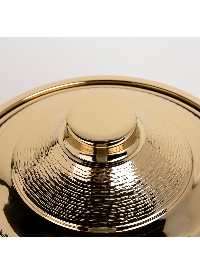 Bamboo Food Pot 3Ltr With Wood Stand Gold Lid