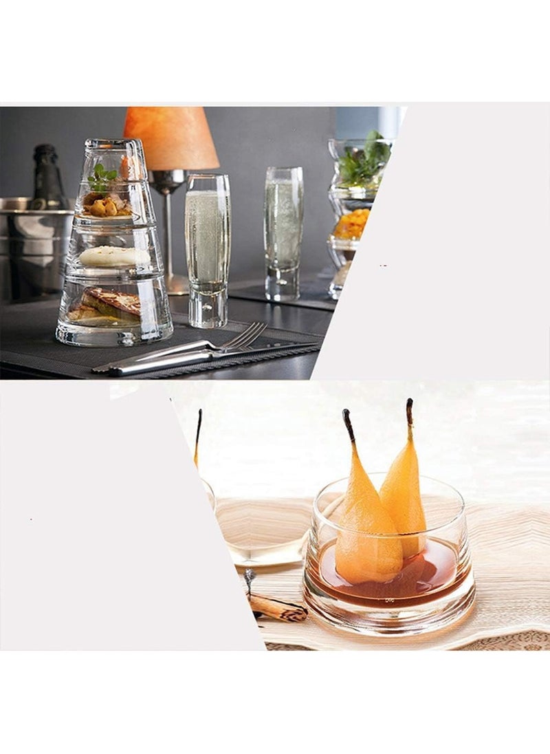 MUGATH Round Pyramid Glass Bowl Three Pieces ThreeLayer Glass Dessert Cup can be Stacked and Combined Freely for Serving Sandwiches Cakes Cheese Slices Unique Dessert Container