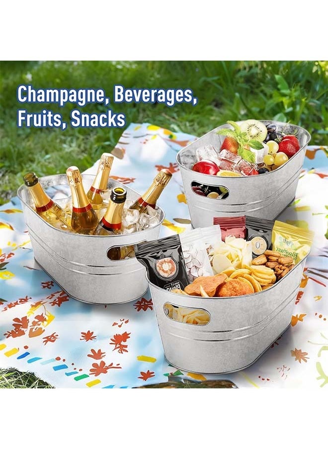 Galvanized Bucket 15L with Portable Ice Bucket Large Metal Beverage Bucket for Party Beer Drink Storage Bucket Ice Bucket for Mimosa Bar Supplies 2PCS