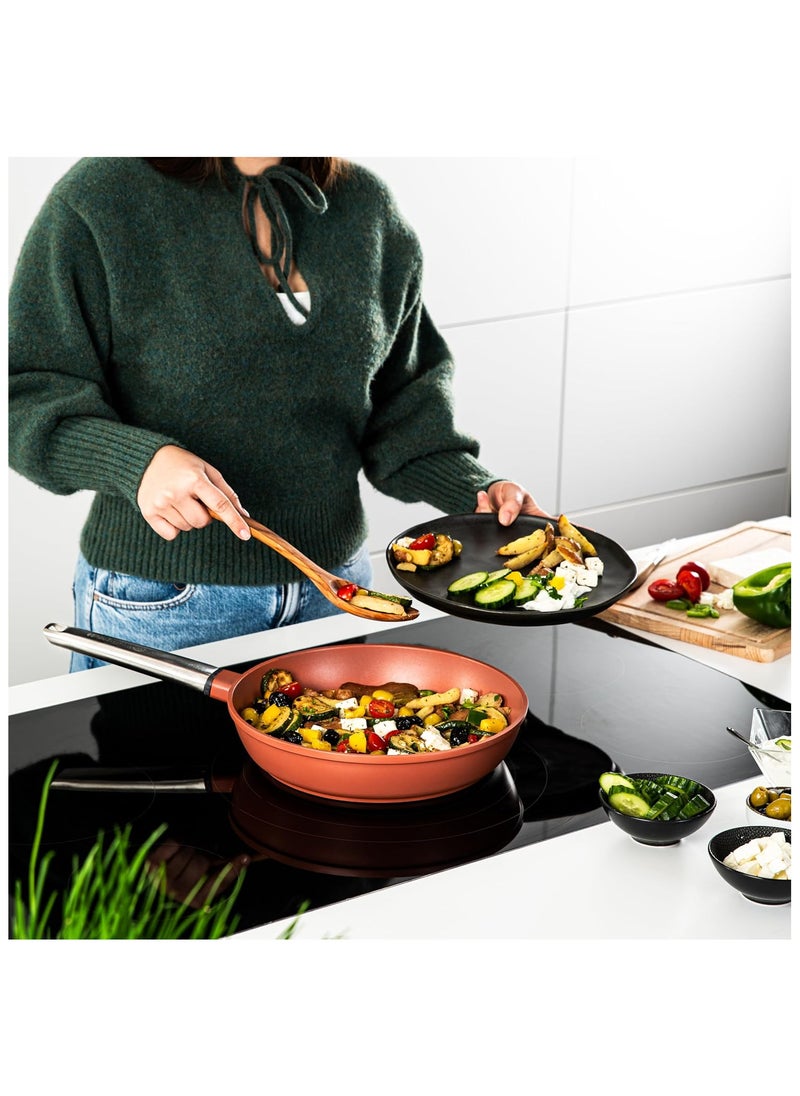 Westinghouse Performance Series 26cm Non-Stick Fry Pan Cast Aluminum with QuanTanium Coating Induction & Oven Safe Cool-Touch Stainless Steel Handle - Orange