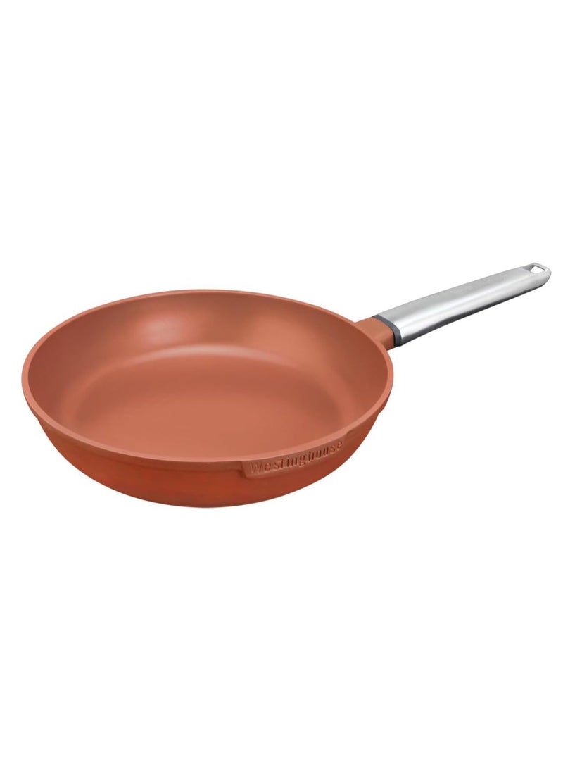 Westinghouse Performance Series 26cm Non-Stick Fry Pan Cast Aluminum with QuanTanium Coating Induction & Oven Safe Cool-Touch Stainless Steel Handle - Orange