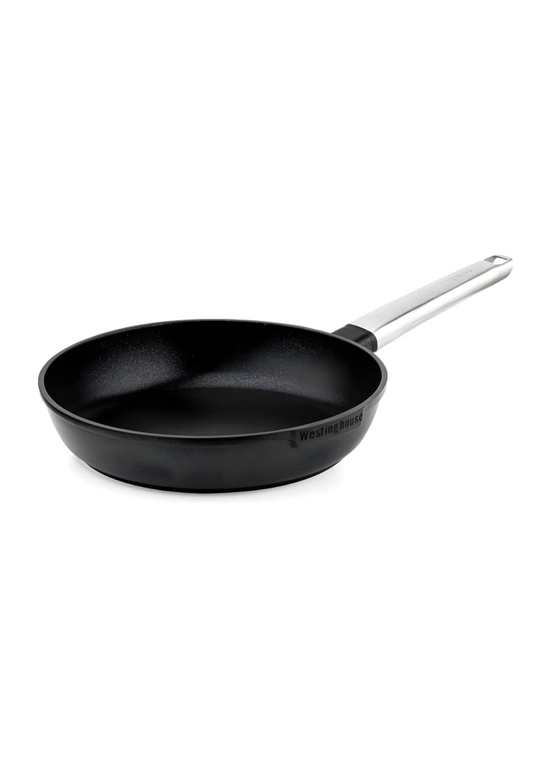 Westinghouse Performance Series 26cm Non-Stick Fry Pan Cast Aluminum with QuanTanium Coating Induction and Oven Safe Cool-Touch Stainless Steel Handle - Black