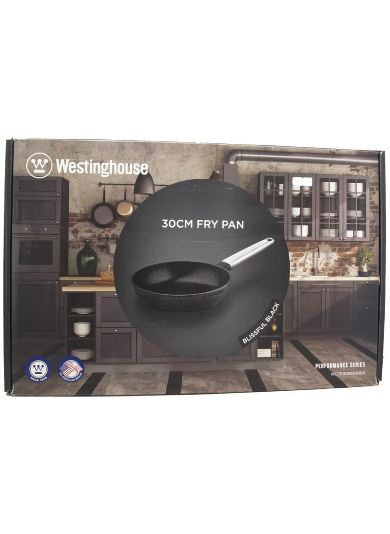 Westinghouse 30cm Non-Stick Fry Pan - Forged Aluminum with 4-Layer Marble Coating Induction and Oven Safe Stainless Steel Handle - Black