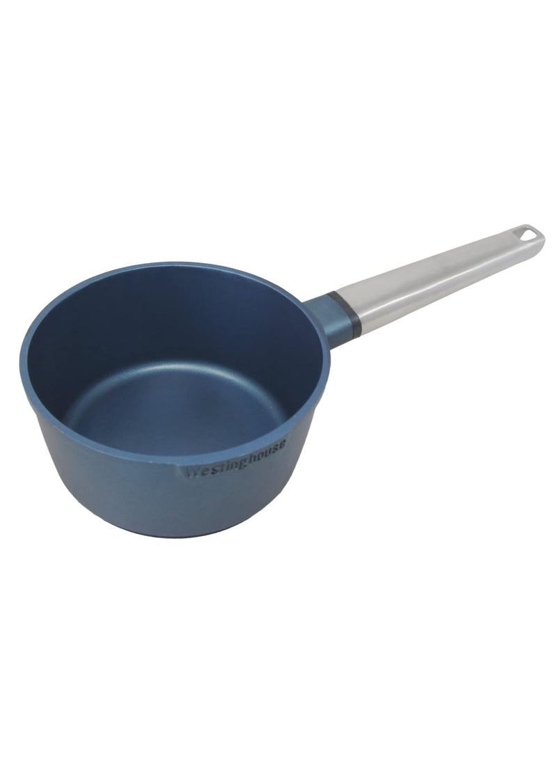 Westinghouse Performance Series 18CM Non-Stick Saucepan – Cast Aluminum with QuanTanium Coating Induction & Oven Safe Cool-Touch Stainless Steel Handle Blue