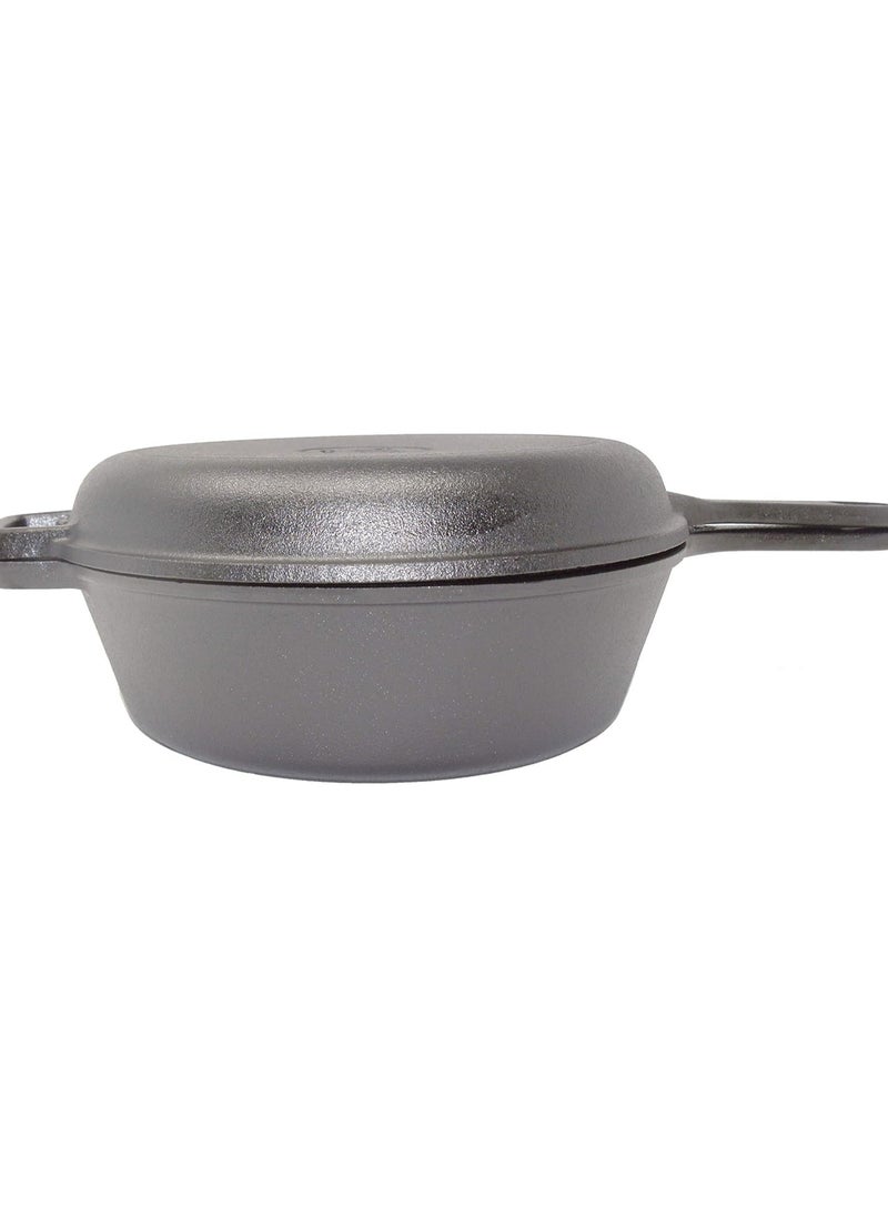 Westinghouse 3-Quart Pre-Seasoned Cast Iron Dutch Oven with 10.25-Inch Skillet Lid – Versatile 2-in-1 Cookware for Indoor & Outdoor Use