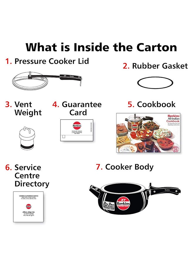 3.5Liters Contura Black XT Pressure Cooker, Hard Anodised Inner Lid Cooker, Induction Cooker, Handi Cooker (CXT35) Black
