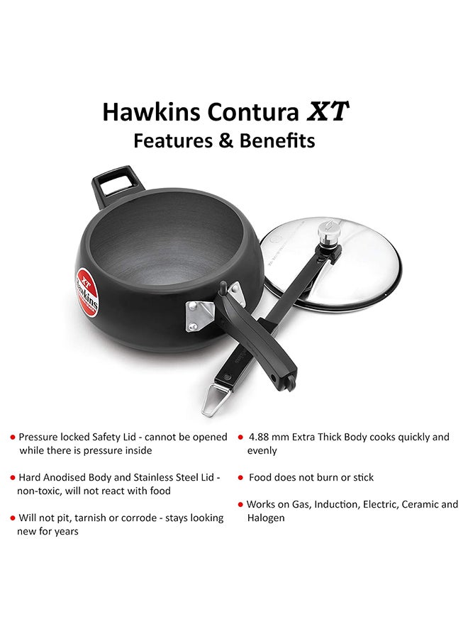 3.5Liters Contura Black XT Pressure Cooker, Hard Anodised Inner Lid Cooker, Induction Cooker, Handi Cooker (CXT35) Black