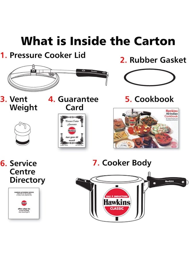 4 Liters Classic Aluminium Pressure Cooker With Inner Lid,Induction Compatible,Silver